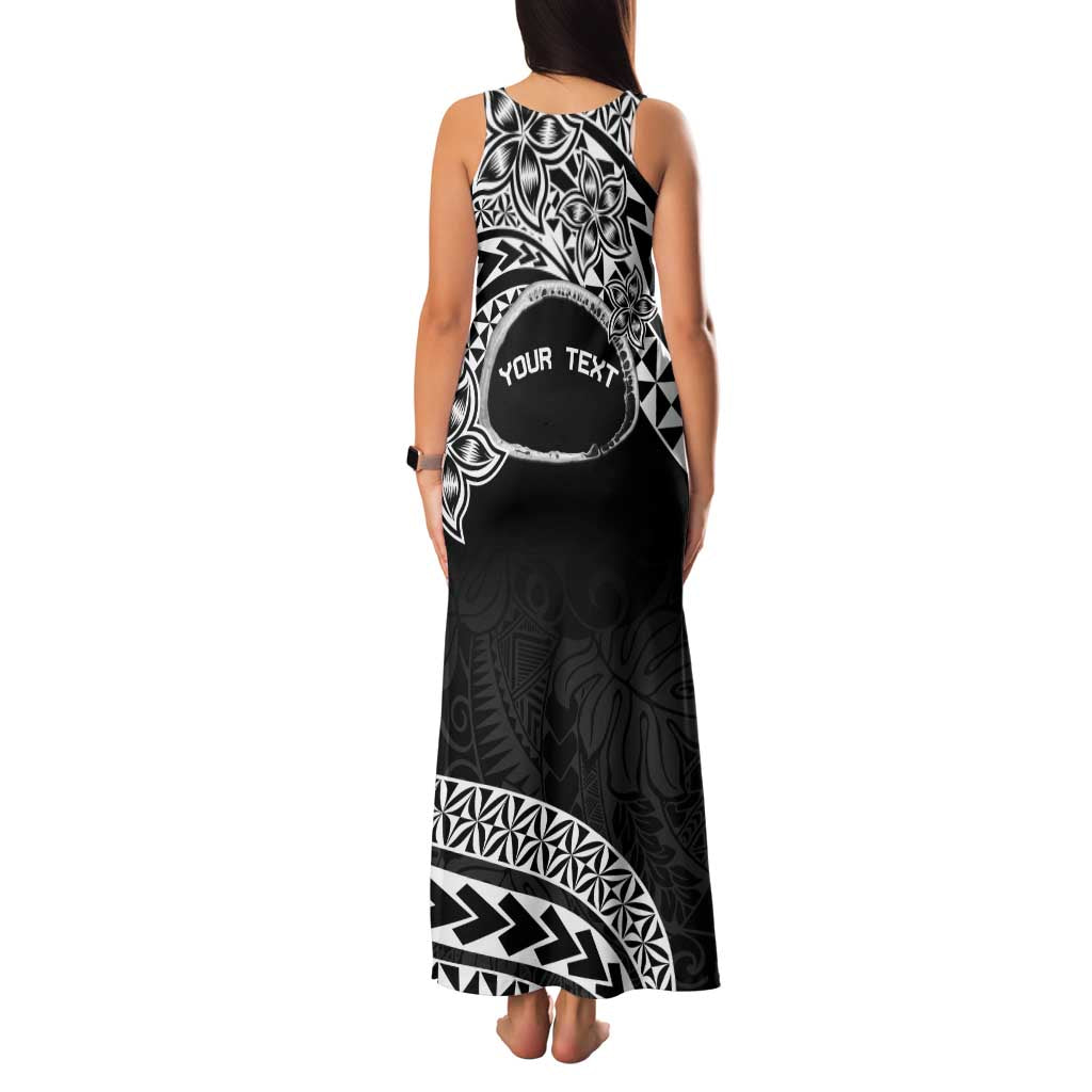 Personalised Pohnpei Nukuoro Micronesia Family Matching Tank Maxi Dress and Hawaiian Shirt Polynesian Tattoo Curves Black Version