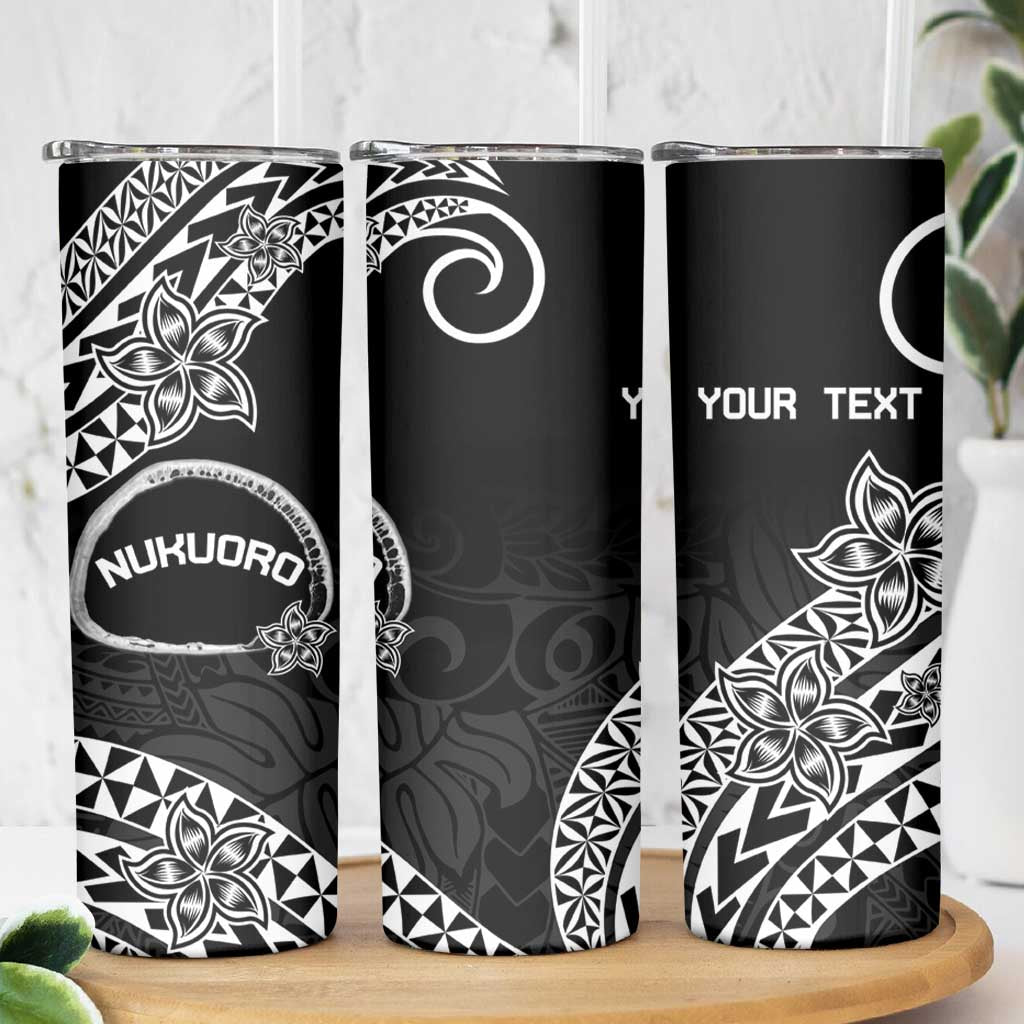 Personalised Pohnpei Nukuoro Micronesia Skinny Tumbler Polynesian Tattoo Curves Black Version