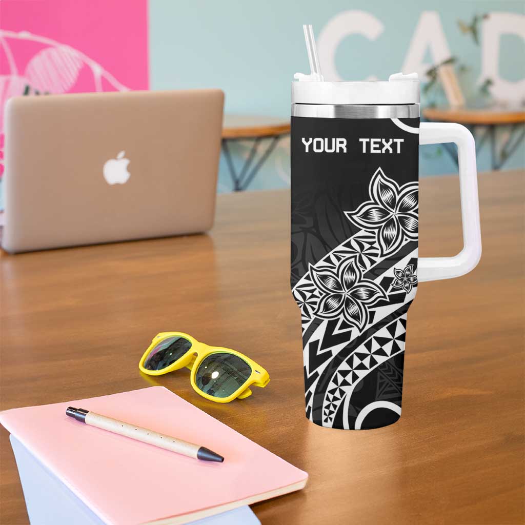 Personalised Pohnpei Nukuoro Micronesia Tumbler With Handle Polynesian Tattoo Curves Black Version