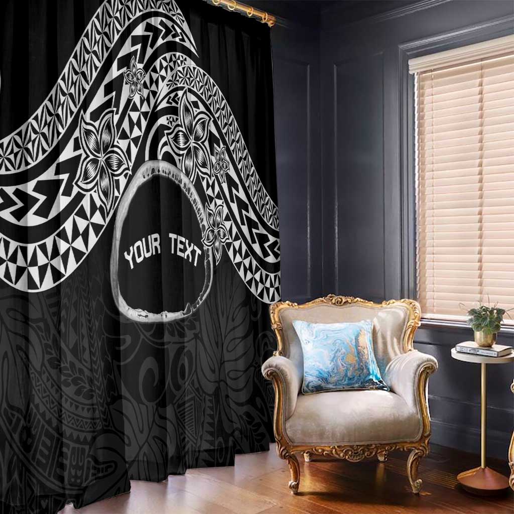 Personalised Pohnpei Nukuoro Micronesia Window Curtain Polynesian Tattoo Curves Black Version