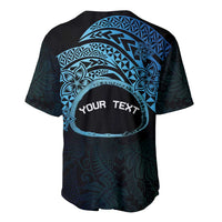 Personalised Pohnpei Nukuoro Micronesia Baseball Jersey Polynesian Tattoo Curves Blue Version