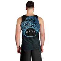 Personalised Pohnpei Nukuoro Micronesia Men Tank Top Polynesian Tattoo Curves Blue Version