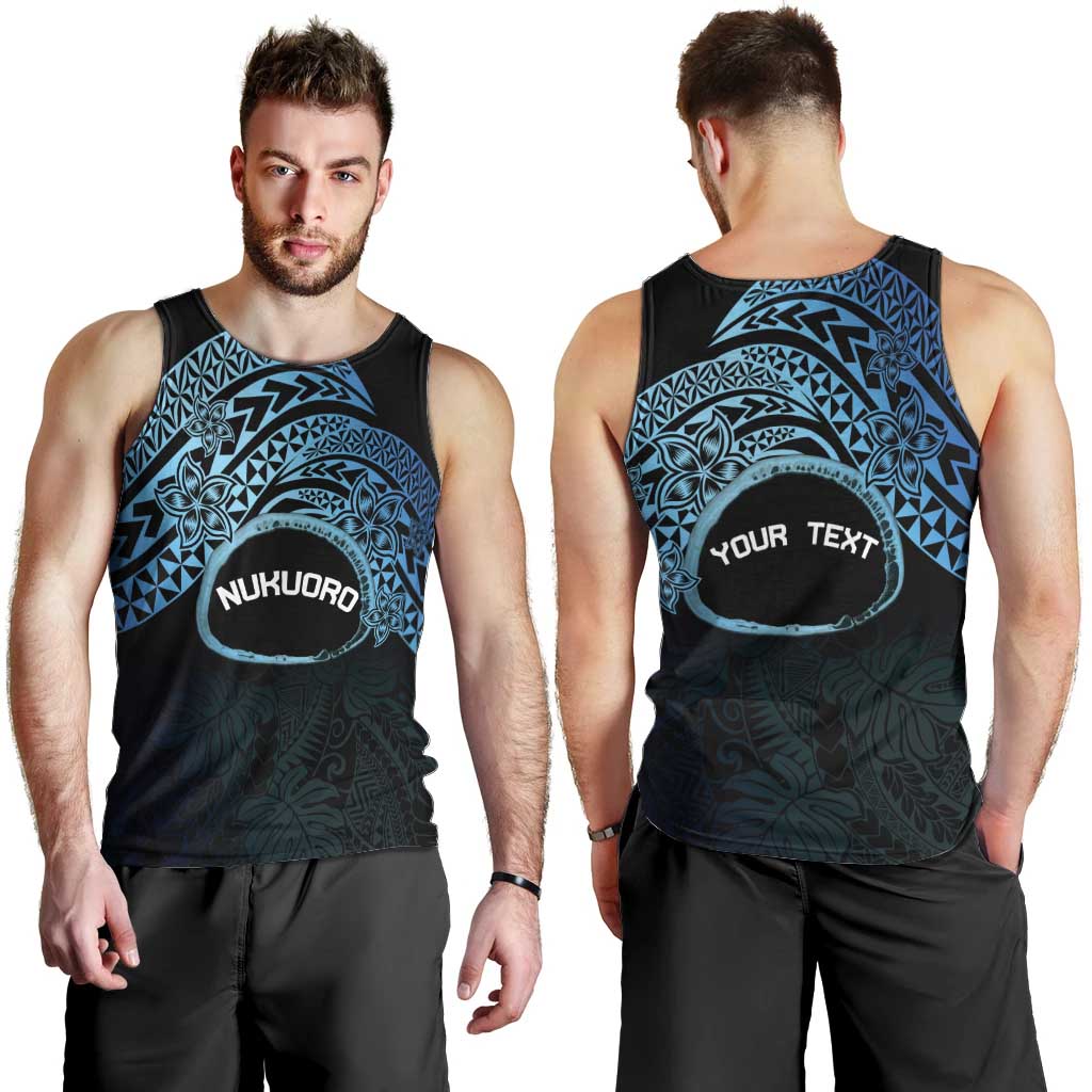 Personalised Pohnpei Nukuoro Micronesia Men Tank Top Polynesian Tattoo Curves Blue Version