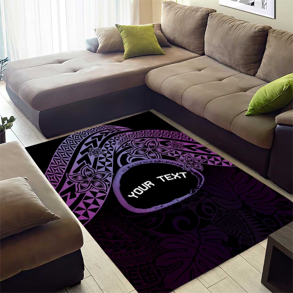 Personalised Pohnpei Nukuoro Micronesia Area Rug Polynesian Tattoo Curves Purple Version