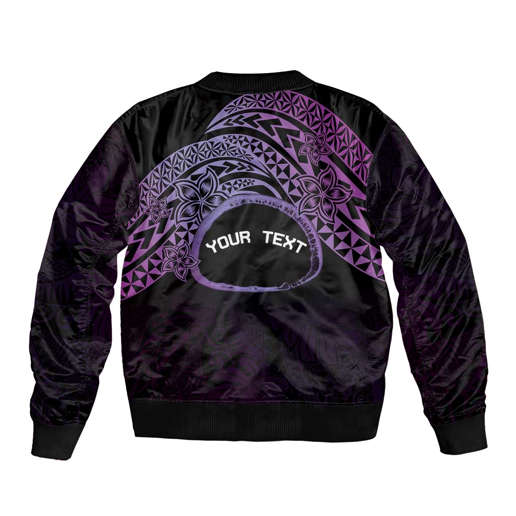 Personalised Pohnpei Nukuoro Micronesia Bomber Jacket Polynesian Tattoo Curves Purple Version