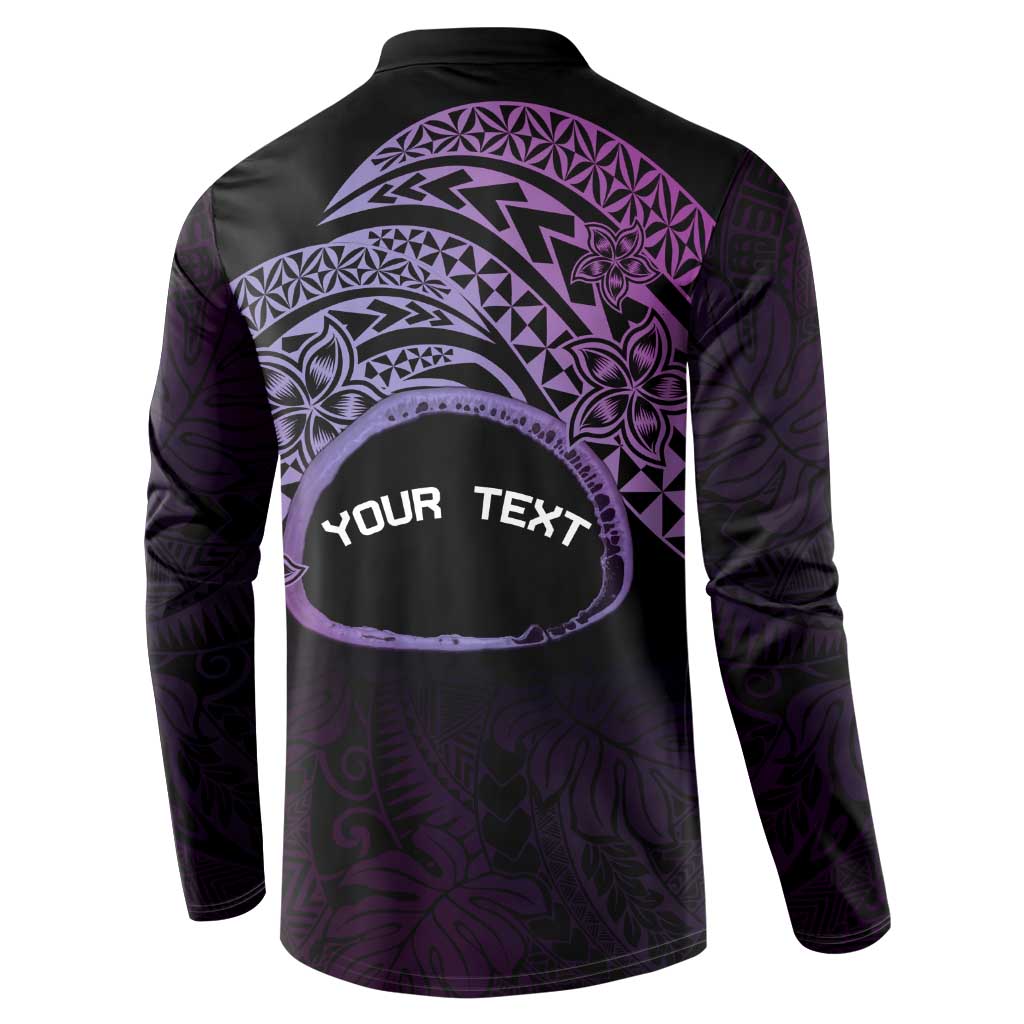Personalised Pohnpei Nukuoro Micronesia Button Sweatshirt Polynesian Tattoo Curves Purple Version