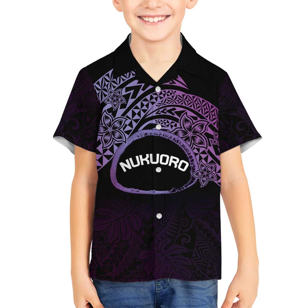 Personalised Pohnpei Nukuoro Micronesia Family Matching Summer Maxi Dress and Hawaiian Shirt Polynesian Tattoo Curves Purple Version