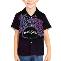 Personalised Pohnpei Nukuoro Micronesia Family Matching Summer Maxi Dress and Hawaiian Shirt Polynesian Tattoo Curves Purple Version