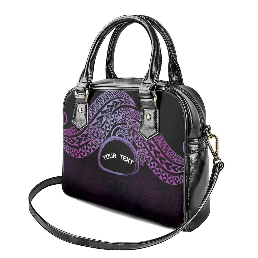 Personalised Pohnpei Nukuoro Micronesia Shoulder Handbag Polynesian Tattoo Curves Purple Version