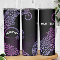 Personalised Pohnpei Nukuoro Micronesia Skinny Tumbler Polynesian Tattoo Curves Purple Version