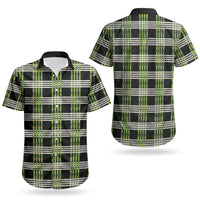 Aloha Hawaii Pakalana Pikake Lei Couples Matching Off Shoulder Short Dress and Hawaiian Shirt Palaka Inspired Hawaiian-plaid Black