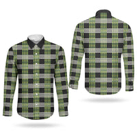 Aloha Hawaii Pakalana Pikake Lei Couples Matching Off The Shoulder Long Sleeve Dress and Long Sleeve Button Shirt Palaka Inspired Hawaiian-plaid Black