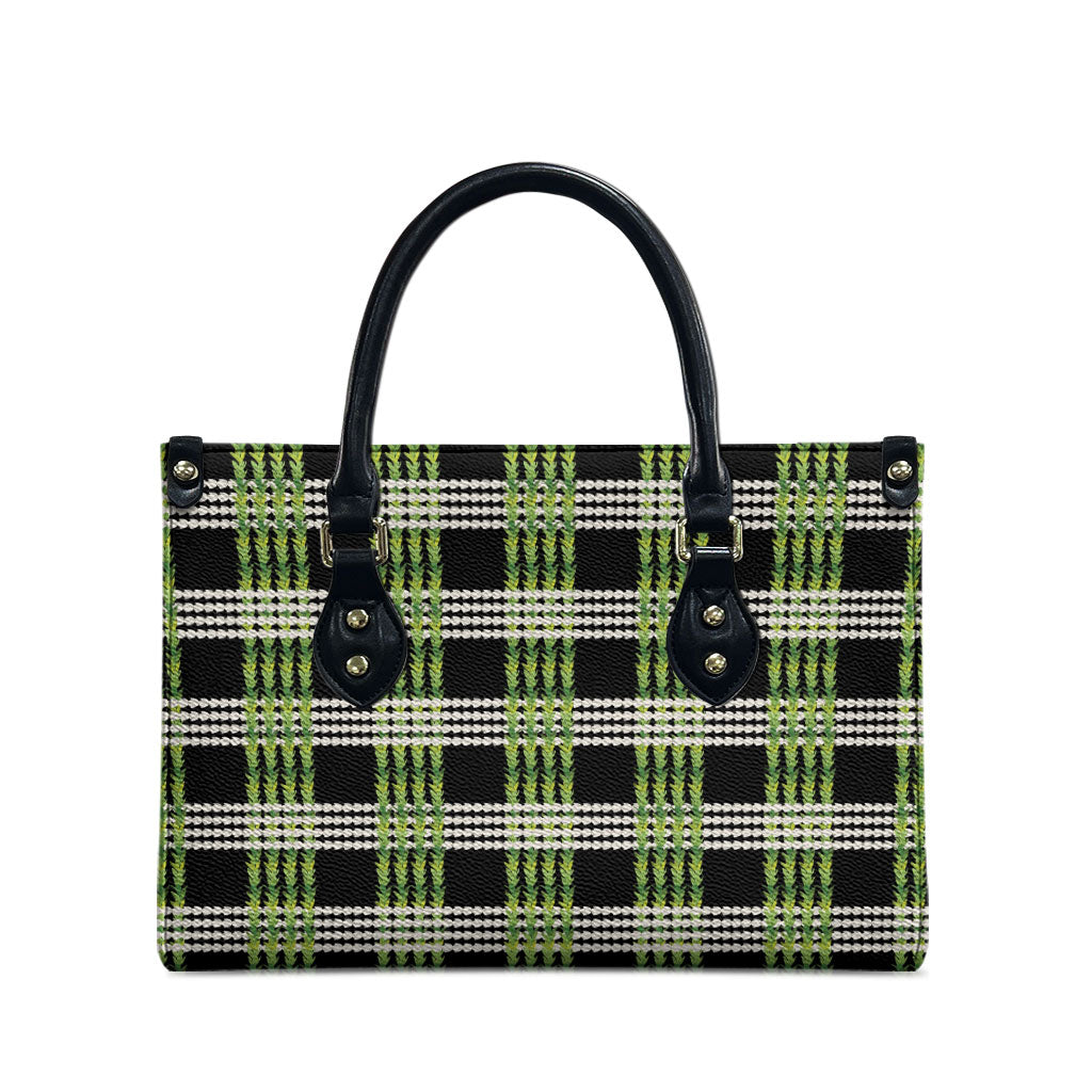 Aloha Hawaii Pakalana Pikake Lei Leather Bag Palaka Inspired Hawaiian-plaid Black