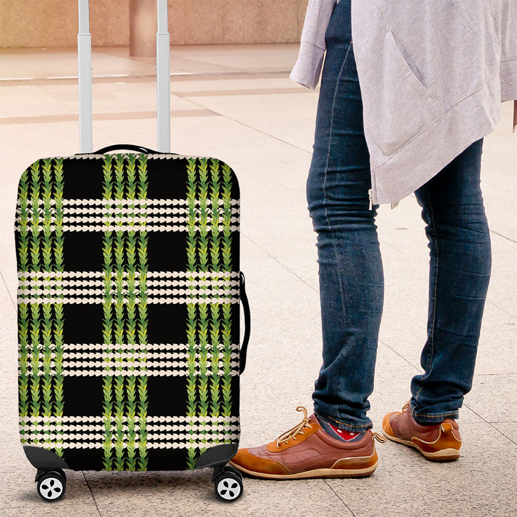 Aloha Hawaii Pakalana Pikake Lei Luggage Cover Palaka Inspired Hawaiian-plaid Black