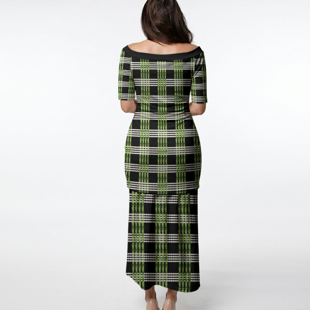 Aloha Hawaii Pakalana Pikake Lei Puletasi Palaka Inspired Hawaiian-plaid Black