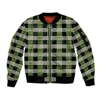 Aloha Hawaii Pakalana Pikake Lei Sleeve Zip Bomber Jacket Palaka Inspired Hawaiian-plaid Black