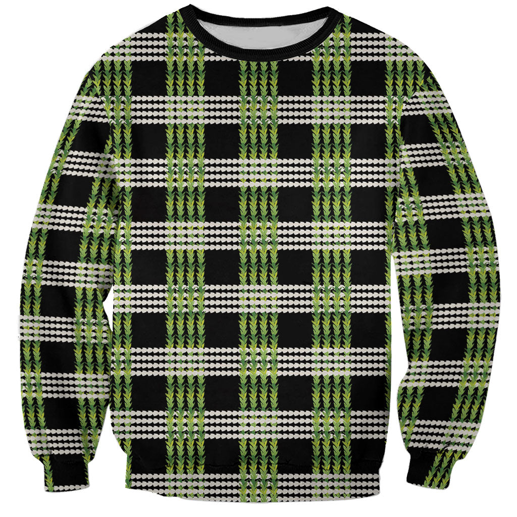 Aloha Hawaii Pakalana Pikake Lei Sweatshirt Palaka Inspired Hawaiian-plaid Black