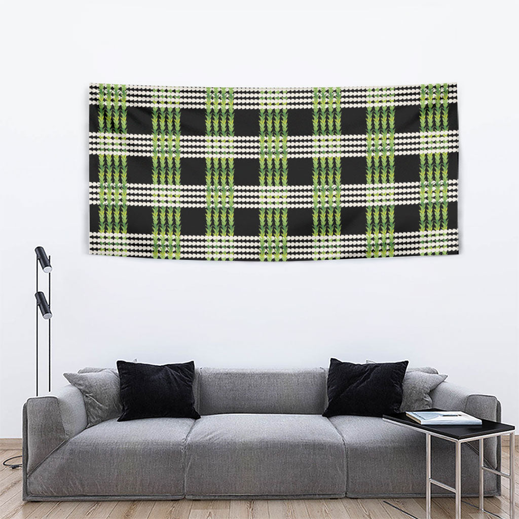Aloha Hawaii Pakalana Pikake Lei Tapestry Palaka Inspired Hawaiian-plaid Black
