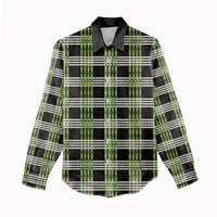Aloha Hawaii Pakalana Pikake Lei Women Casual Shirt Palaka Inspired Hawaiian-plaid Black