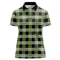 Aloha Hawaii Pakalana Pikake Lei Women Polo Shirt Palaka Inspired Hawaiian-plaid Black