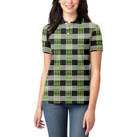 Aloha Hawaii Pakalana Pikake Lei Women Polo Shirt Palaka Inspired Hawaiian-plaid Black