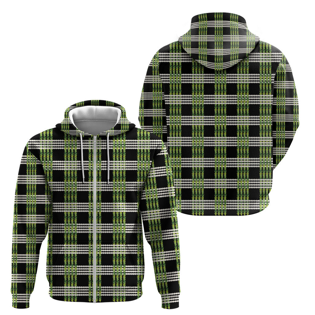 Aloha Hawaii Pakalana Pikake Lei Zip Hoodie Palaka Inspired Hawaiian-plaid Black