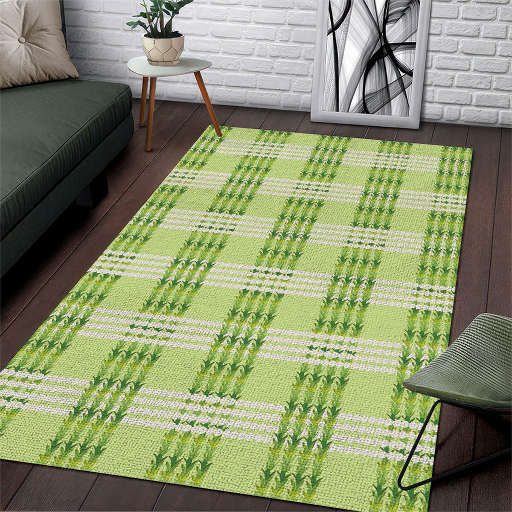 Aloha Hawaii Pakalana Pikake Lei Area Rug Palaka Inspired Hawaiian-plaid Pastel Green