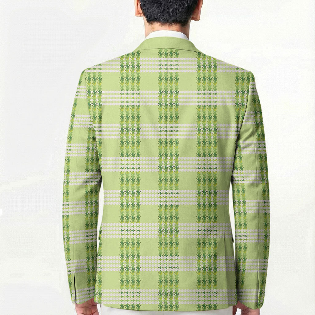 Aloha Hawaii Pakalana Pikake Lei Blazer Palaka Inspired Hawaiian-plaid Pastel Green
