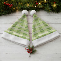Aloha Hawaii Pakalana Pikake Lei Christmas Santa Hat Palaka Inspired Hawaiian-plaid Pastel Green