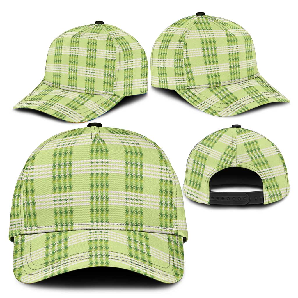 Aloha Hawaii Pakalana Pikake Lei Classic Cap Palaka Inspired Hawaiian-plaid Pastel Green