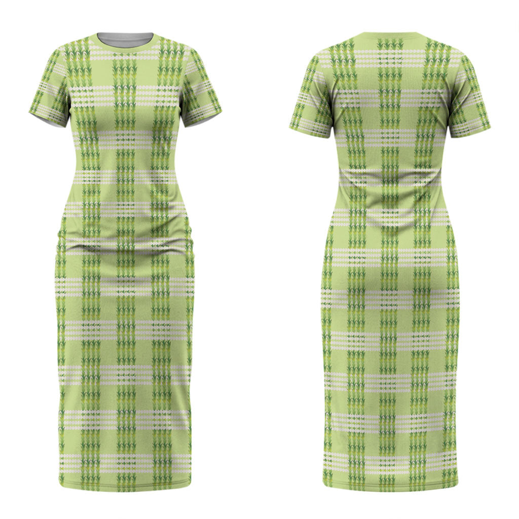 Aloha Hawaii Pakalana Pikake Lei Couples Matching Short Sleeve Bodycon Dress and Hawaiian Shirt Palaka Inspired Hawaiian-plaid Pastel Green