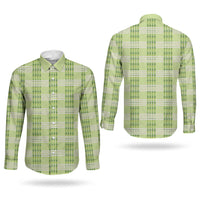 Aloha Hawaii Pakalana Pikake Lei Couples Matching Short Sleeve Bodycon Dress and Long Sleeve Button Shirt Palaka Inspired Hawaiian-plaid Pastel Green