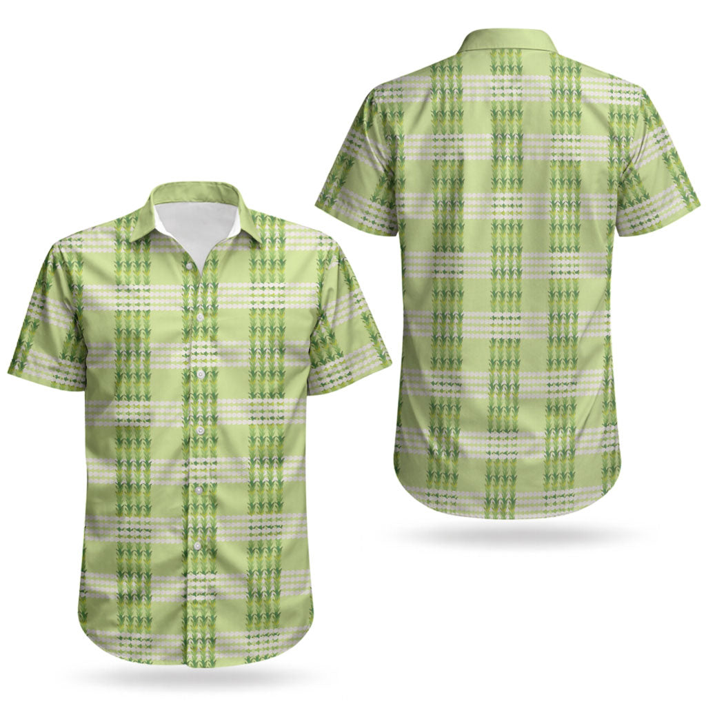 Aloha Hawaii Pakalana Pikake Lei Couples Matching Tank Maxi Dress and Hawaiian Shirt Palaka Inspired Hawaiian-plaid Pastel Green