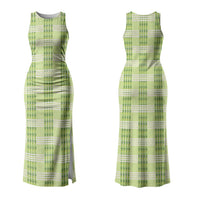 Aloha Hawaii Pakalana Pikake Lei Couples Matching Tank Maxi Dress and Long Sleeve Button Shirt Palaka Inspired Hawaiian-plaid Pastel Green