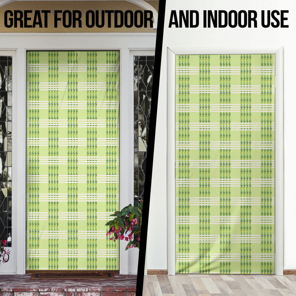 Aloha Hawaii Pakalana Pikake Lei Door Cover Palaka Inspired Hawaiian-plaid Pastel Green