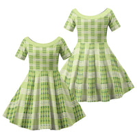 Aloha Hawaii Pakalana Pikake Lei Family Matching Summer Maxi Dress and Hawaiian Shirt Palaka Inspired Hawaiian-plaid Pastel Green