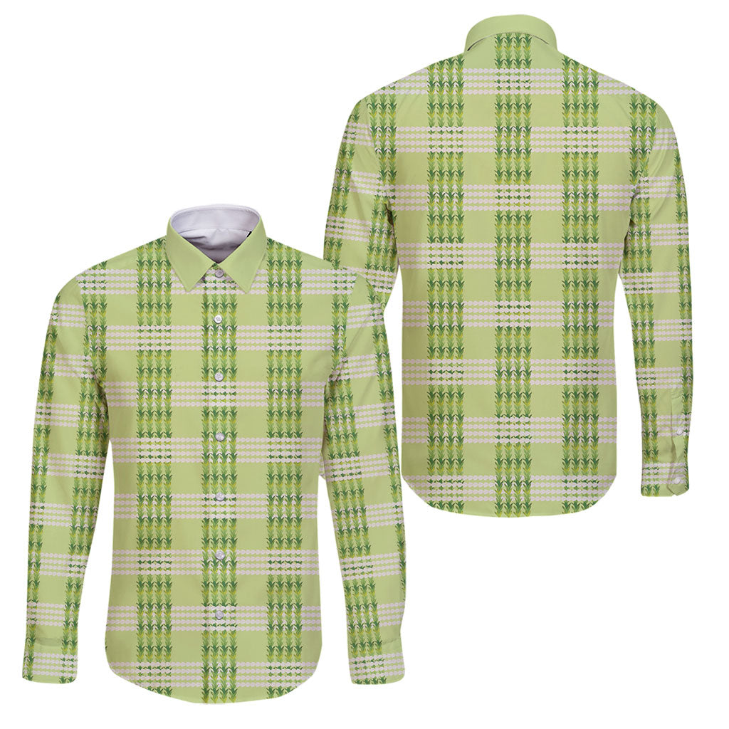Aloha Hawaii Pakalana Pikake Lei Family Matching Tank Maxi Dress and Hawaiian Shirt Palaka Inspired Hawaiian-plaid Pastel Green