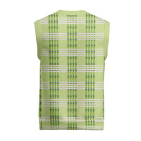 Aloha Hawaii Pakalana Pikake Lei Christmas Knitted V-Neck Vest Palaka Inspired Hawaiian-plaid Pastel Green