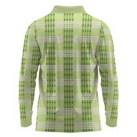 Aloha Hawaii Pakalana Pikake Lei Long Sleeve Polo Shirt Palaka Inspired Hawaiian-plaid Pastel Green
