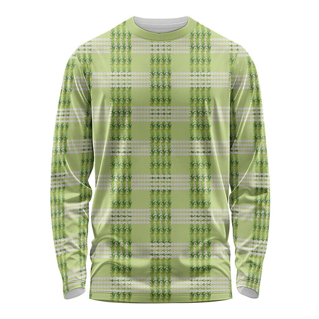 Aloha Hawaii Pakalana Pikake Lei Long Sleeve Shirt Palaka Inspired Hawaiian-plaid Pastel Green