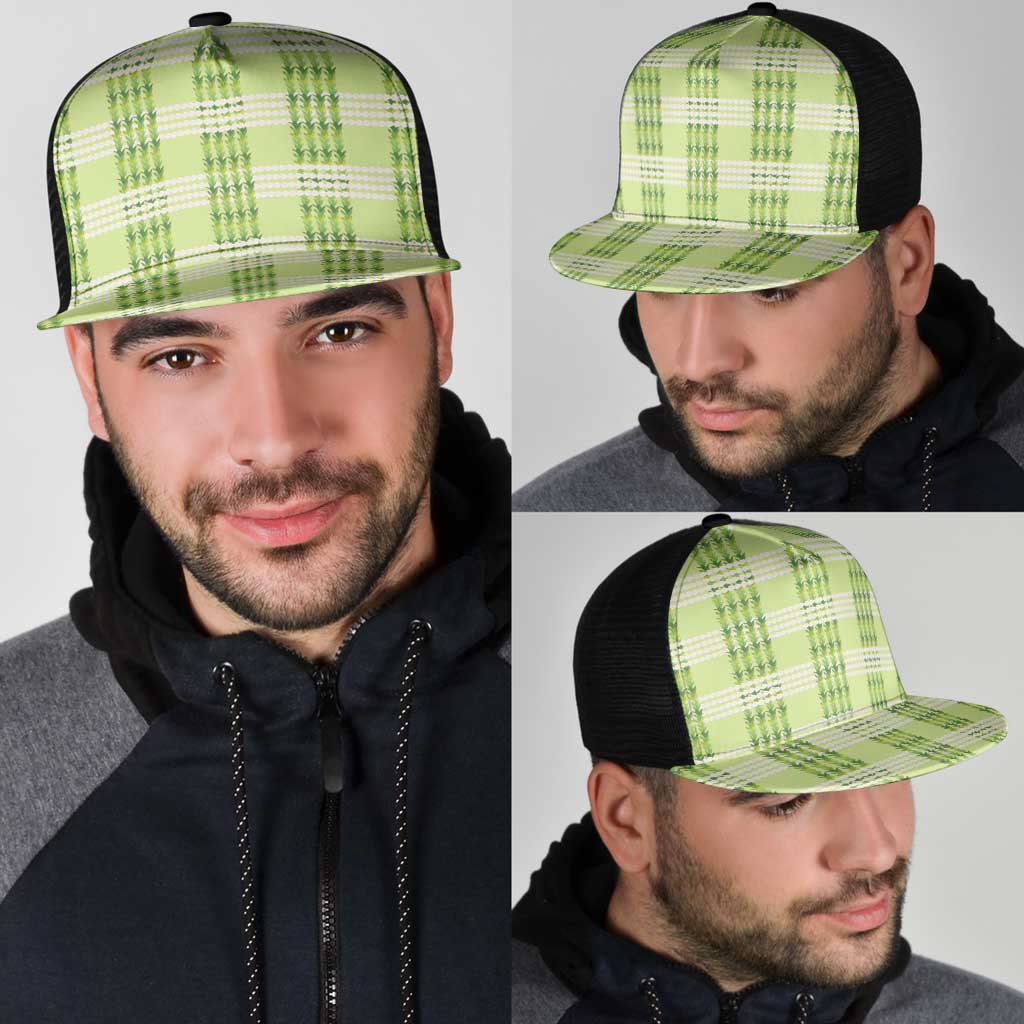 Aloha Hawaii Pakalana Pikake Lei Mesh Trucker Cap Palaka Inspired Hawaiian-plaid Pastel Green