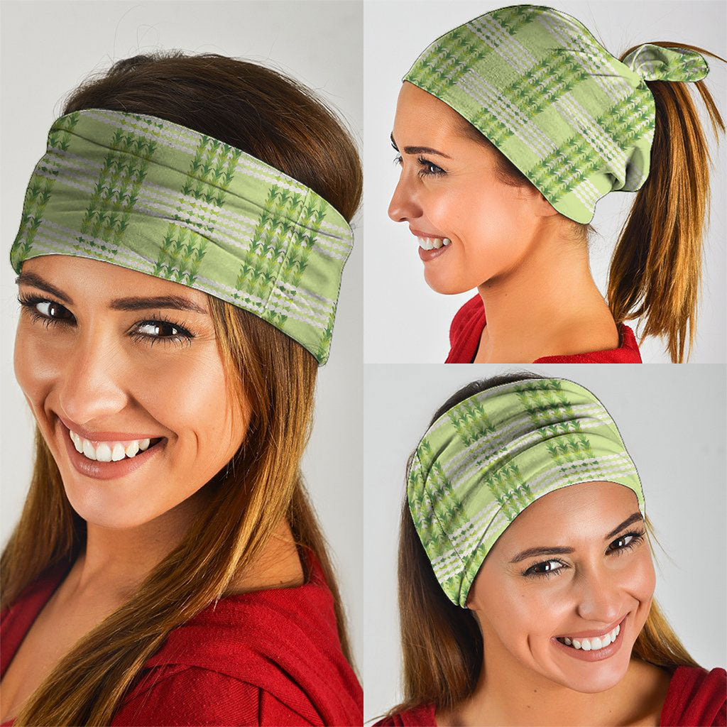 Aloha Hawaii Pakalana Pikake Lei Neck Gaiter Palaka Inspired Hawaiian-plaid Pastel Green