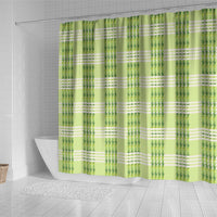 Aloha Hawaii Pakalana Pikake Lei Shower Curtain Palaka Inspired Hawaiian-plaid Pastel Green