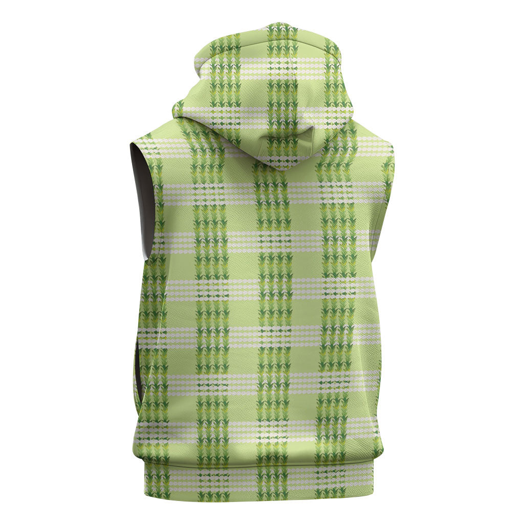 Aloha Hawaii Pakalana Pikake Lei Sleeveless Hoodie Palaka Inspired Hawaiian-plaid Pastel Green