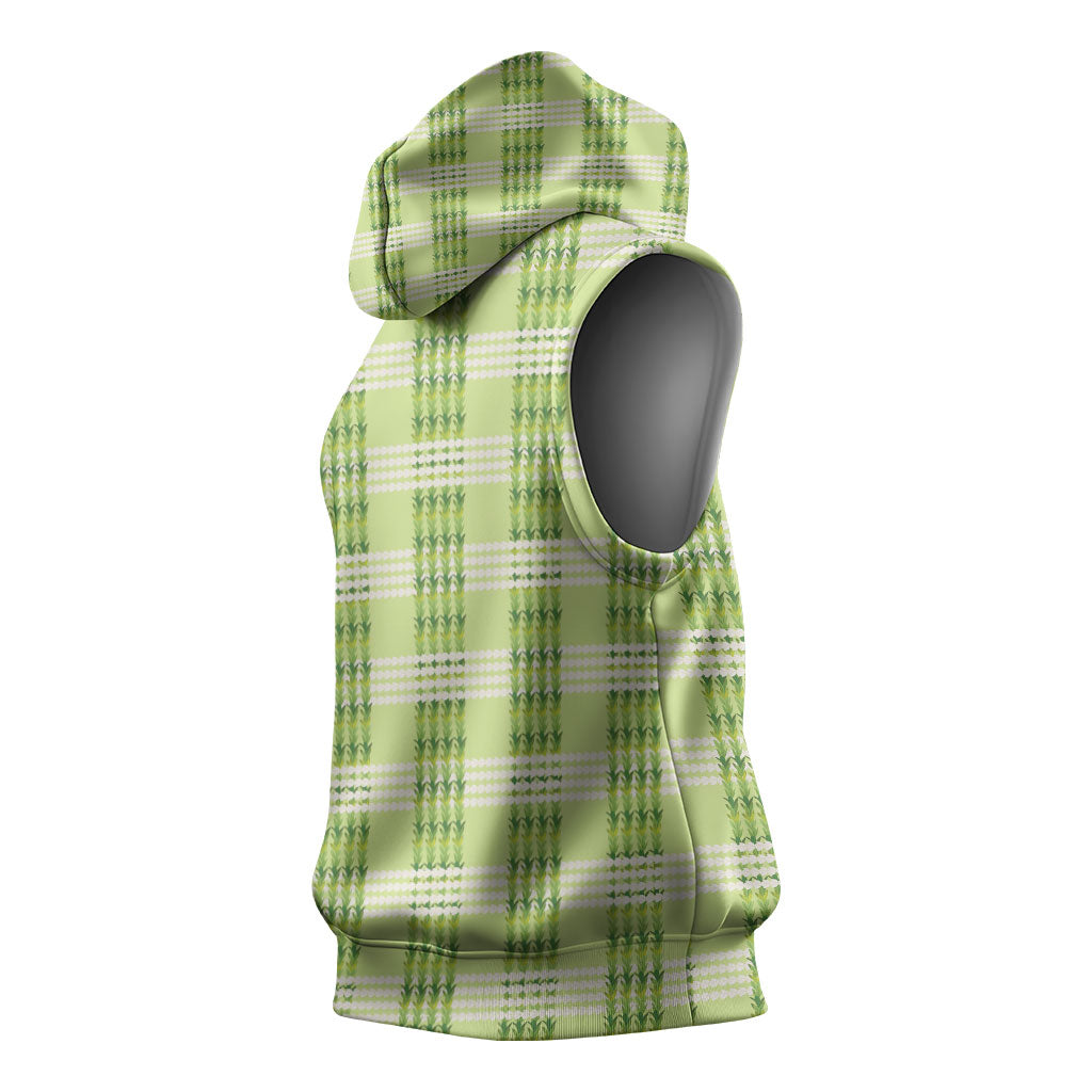Aloha Hawaii Pakalana Pikake Lei Sleeveless Hoodie Palaka Inspired Hawaiian-plaid Pastel Green