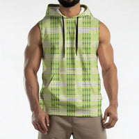 Aloha Hawaii Pakalana Pikake Lei Sleeveless Hoodie Palaka Inspired Hawaiian-plaid Pastel Green