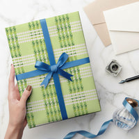 Aloha Hawaii Pakalana Pikake Lei Wrapping Paper Palaka Inspired Hawaiian-plaid Pastel Green