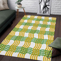 Aloha Hawaii Ilima Maile Lei Area Rug Palaka Inspired Hawaiian-plaid White
