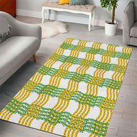 Aloha Hawaii Ilima Maile Lei Area Rug Palaka Inspired Hawaiian-plaid White