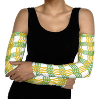 Aloha Hawaii Ilima Maile Lei Arm Sleeves Palaka Inspired Hawaiian-plaid White